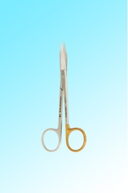 GOLDMAN-FOX SCISSORS CURVED 130MM ONE BLADE SERRATED